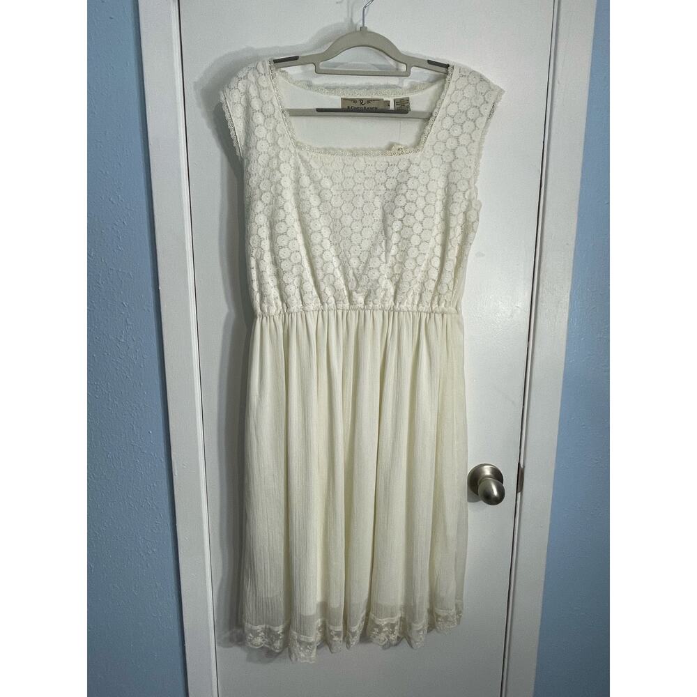 R Cinco Ranch Dress Large Off White Floral Lace Cottage Core Western NWT